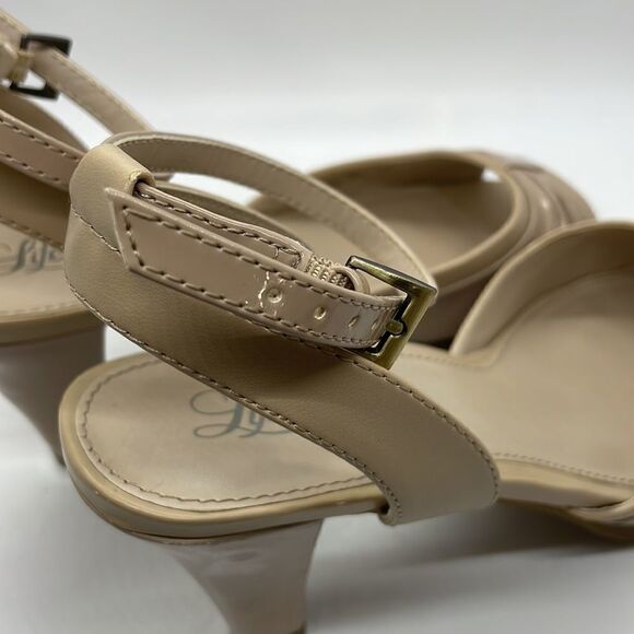 LifeStride Ladies "Acker" Strappy Peep Toe Pump Tan Leather High Heel Sandals - Picture 10 of 12